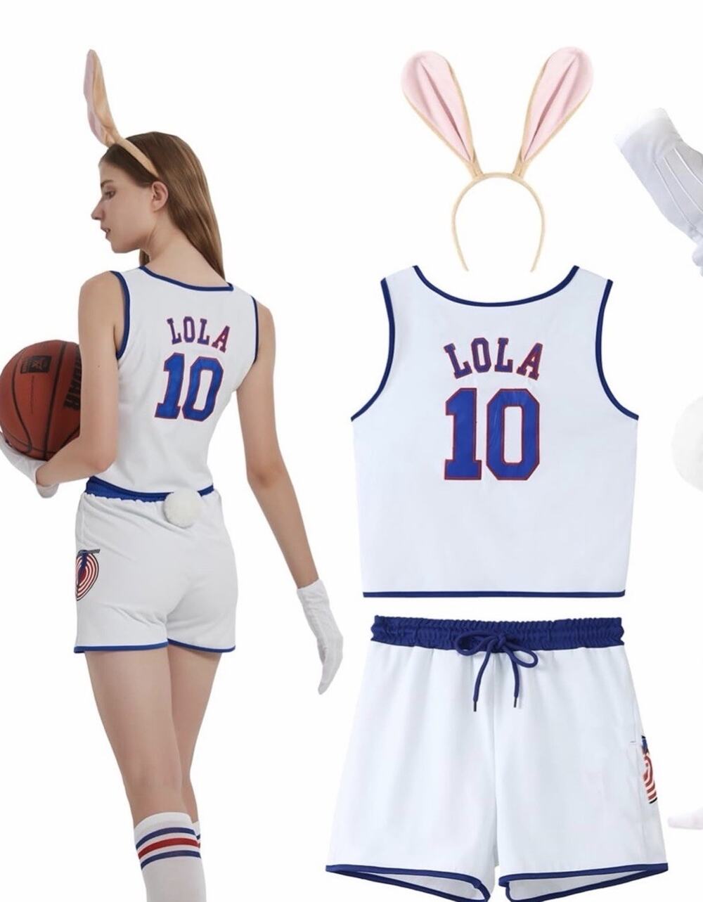 Space Jam Lola Bunny #10 Halloween Jersey Costume Set Basketball Women’s M